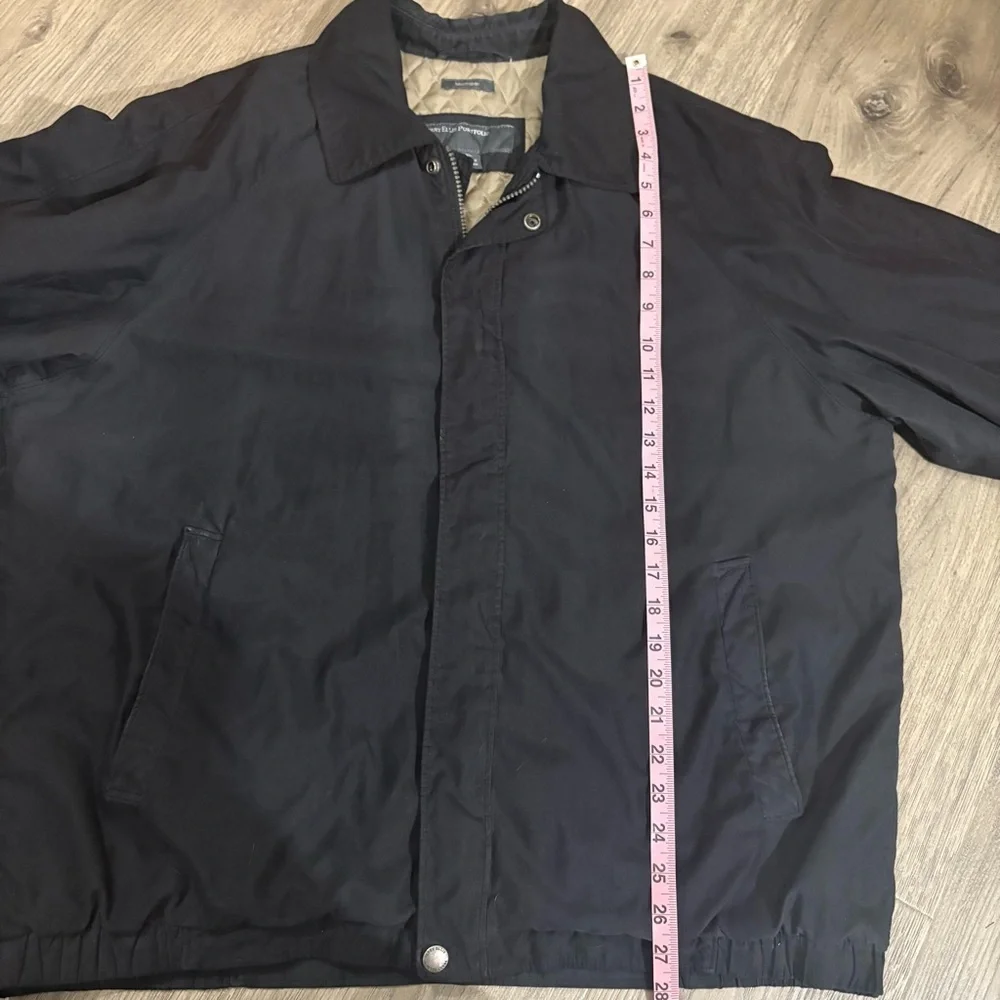 Perry Ellis Portfolio Insulated Windbreaker Jacket Mens XL Black Navy Full Zip